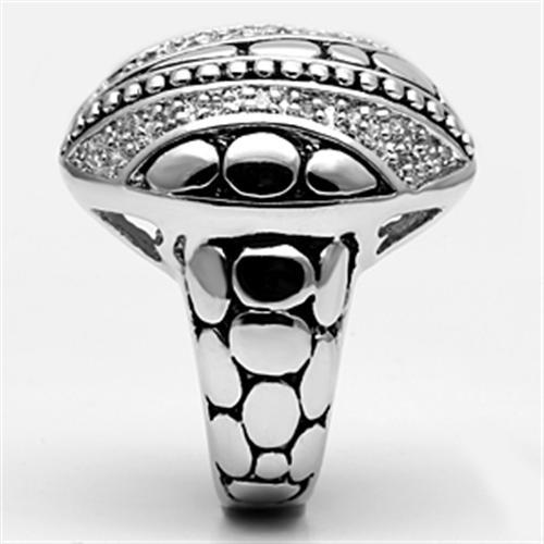 3W244 - Rhodium Brass Ring with AAA Grade CZ  in Clear-3