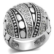 3W244 - Rhodium Brass Ring with AAA Grade CZ  in Clear-0