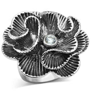 3W245 - Rhodium Brass Ring with AAA Grade CZ  in Clear-0