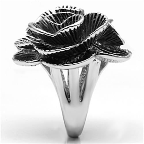 3W245 - Rhodium Brass Ring with AAA Grade CZ  in Clear-3