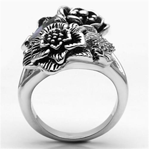 3W250 - Rhodium Brass Ring with AAA Grade CZ  in Fuchsia-2