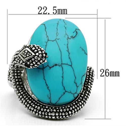 3W255 - Rhodium Brass Ring with Synthetic Turquoise in Sea Blue-1