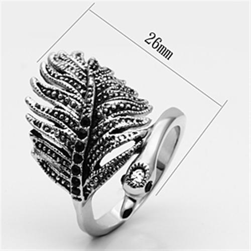 3W258 - Rhodium Brass Ring with Top Grade Crystal  in Black Diamond-1