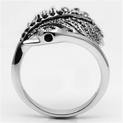 3W258 - Rhodium Brass Ring with Top Grade Crystal  in Black Diamond-2