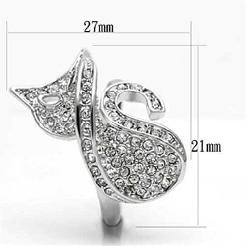 3W260 - Rhodium Brass Ring with Top Grade Crystal  in Clear-1