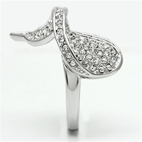 3W260 - Rhodium Brass Ring with Top Grade Crystal  in Clear-3