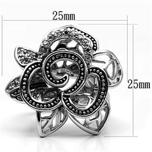 3W261 - Rhodium Brass Ring with AAA Grade CZ  in Clear-1