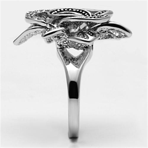 3W261 - Rhodium Brass Ring with AAA Grade CZ  in Clear-3
