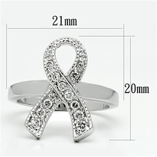 3W263 - Rhodium Brass Ring with AAA Grade CZ  in Clear-1