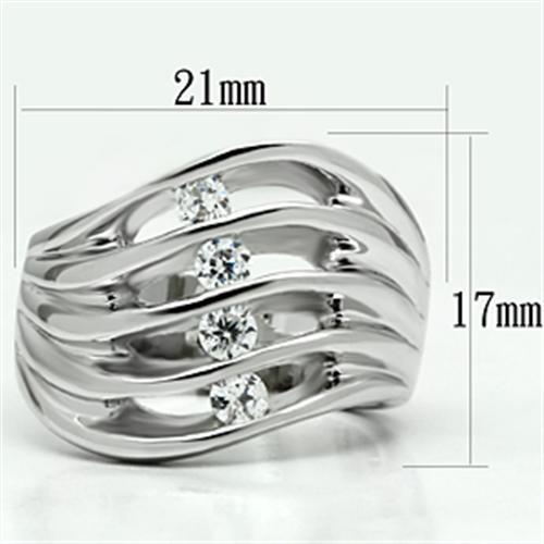 3W265 - Rhodium Brass Ring with AAA Grade CZ  in Clear-1
