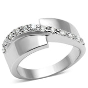 3W267 - Rhodium Brass Ring with AAA Grade CZ  in Clear-0
