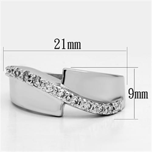 3W267 - Rhodium Brass Ring with AAA Grade CZ  in Clear-1