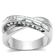 3W269 - Rhodium Brass Ring with Top Grade Crystal  in Clear-0