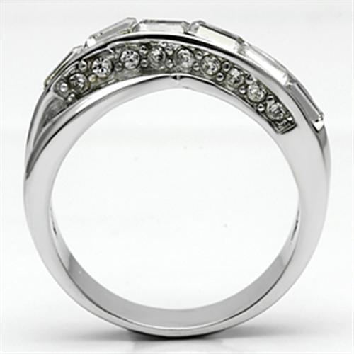 3W269 - Rhodium Brass Ring with Top Grade Crystal  in Clear-2