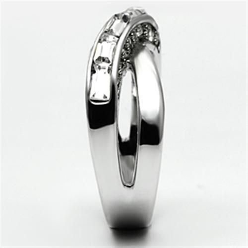 3W269 - Rhodium Brass Ring with Top Grade Crystal  in Clear-3