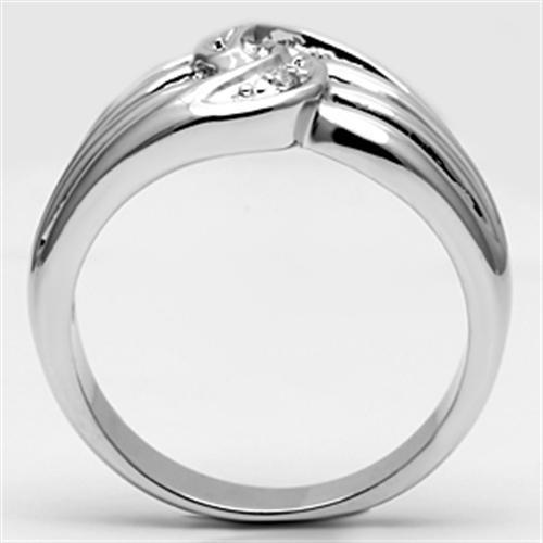 3W272 - Rhodium Brass Ring with AAA Grade CZ  in Clear-2
