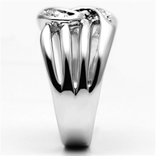 3W272 - Rhodium Brass Ring with AAA Grade CZ  in Clear-3