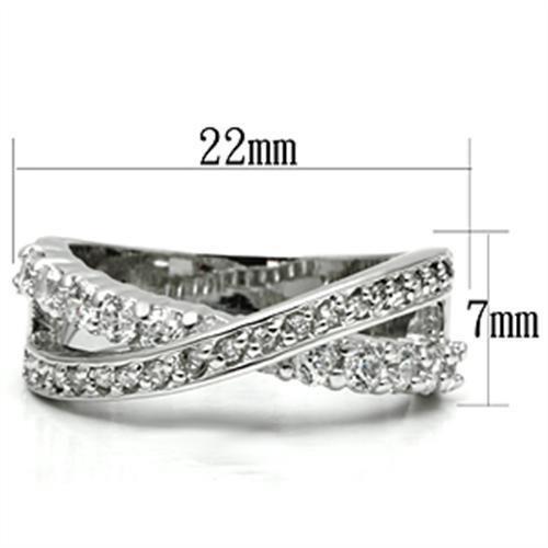 3W274 - Rhodium Brass Ring with AAA Grade CZ  in Clear-1