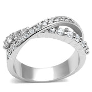 3W274 - Rhodium Brass Ring with AAA Grade CZ  in Clear-0