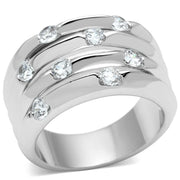 3W275 - Rhodium Brass Ring with AAA Grade CZ  in Clear-0