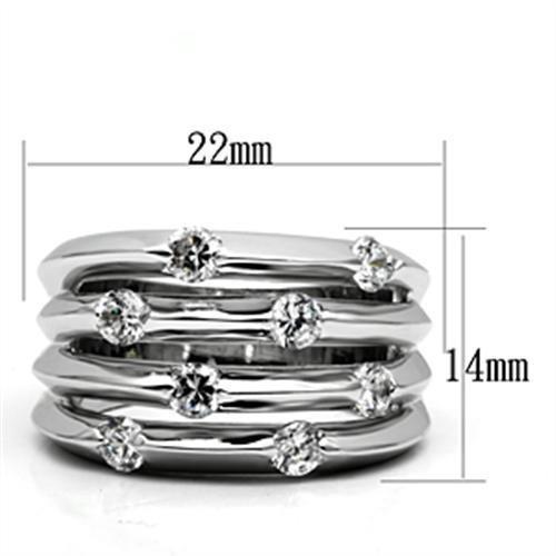 3W275 - Rhodium Brass Ring with AAA Grade CZ  in Clear-1