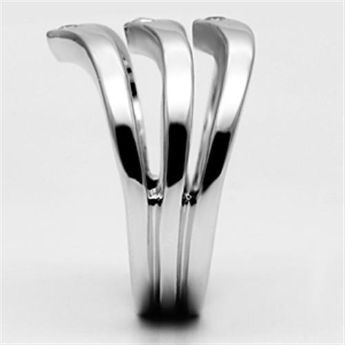 3W276 - Rhodium Brass Ring with AAA Grade CZ  in Clear-3