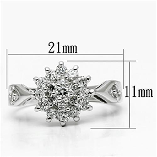 3W278 - Rhodium Brass Ring with AAA Grade CZ  in Clear-1