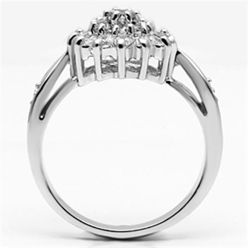 3W278 - Rhodium Brass Ring with AAA Grade CZ  in Clear-2