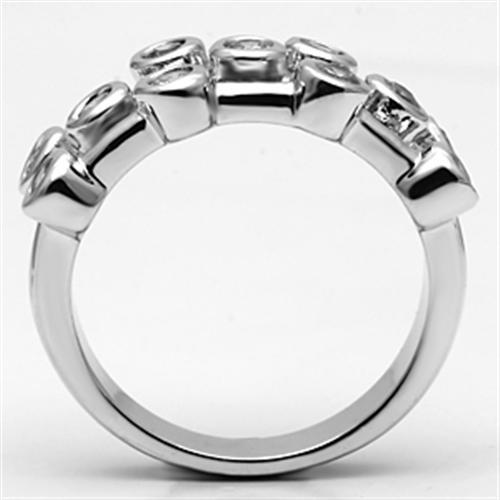 3W280 - Rhodium Brass Ring with AAA Grade CZ  in Clear-2