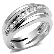 3W284 - Rhodium Brass Ring with AAA Grade CZ  in Clear-0