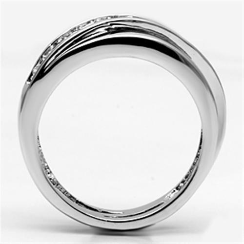 3W284 - Rhodium Brass Ring with AAA Grade CZ  in Clear-2