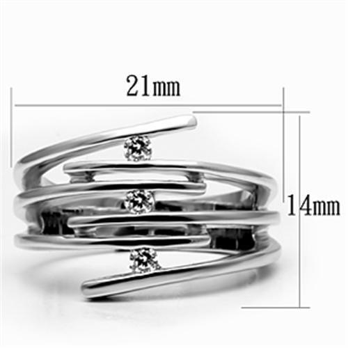 3W285 - Rhodium Brass Ring with AAA Grade CZ  in Clear-1