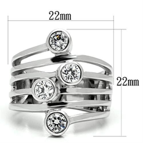 3W286 - Rhodium Brass Ring with AAA Grade CZ  in Clear-1