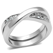 3W287 - Rhodium Brass Ring with AAA Grade CZ  in Clear-0