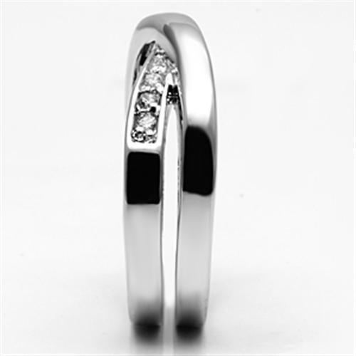 3W287 - Rhodium Brass Ring with AAA Grade CZ  in Clear-3