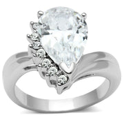 3W292 - Rhodium Brass Ring with AAA Grade CZ  in Clear-0
