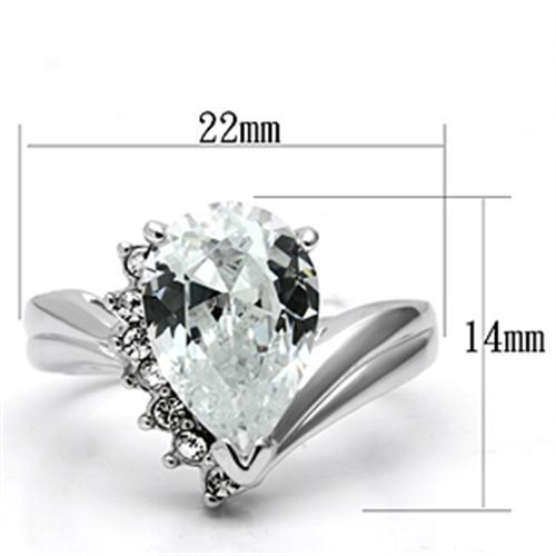 3W292 - Rhodium Brass Ring with AAA Grade CZ  in Clear-1
