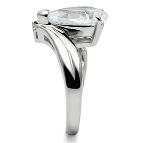 3W292 - Rhodium Brass Ring with AAA Grade CZ  in Clear-4