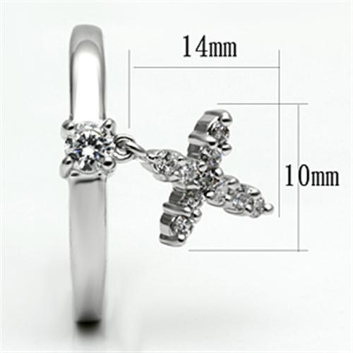 3W293 - Rhodium Brass Ring with AAA Grade CZ  in Clear-1