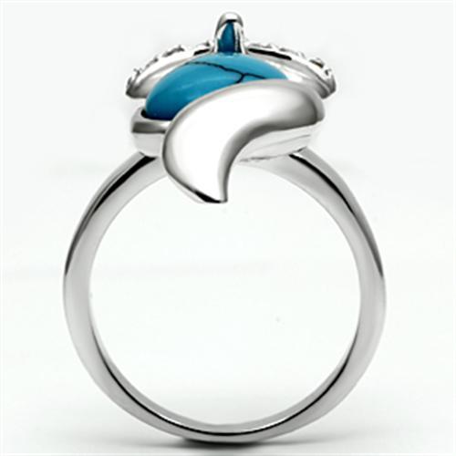 3W295 - Rhodium Brass Ring with Synthetic Turquoise in Sea Blue-2