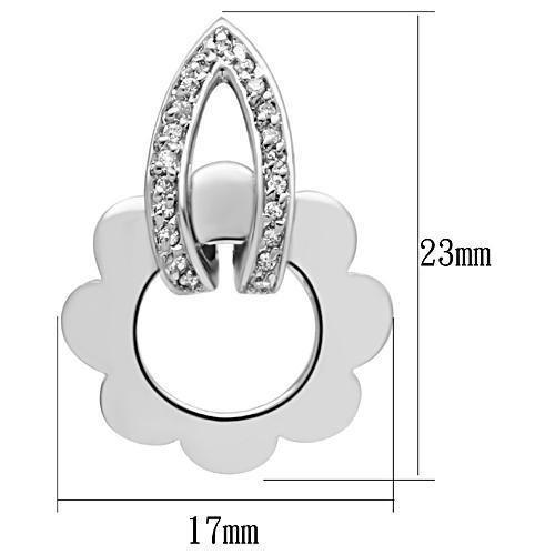 3W302 - Rhodium Brass Earrings with AAA Grade CZ  in Clear-1