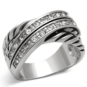 3W311 - Rhodium Brass Ring with Top Grade Crystal  in Clear-0