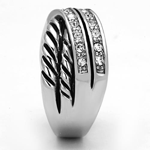 3W311 - Rhodium Brass Ring with Top Grade Crystal  in Clear-3