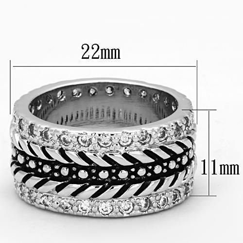 3w315 - Rhodium Brass Ring with AAA Grade CZ  in Clear-1