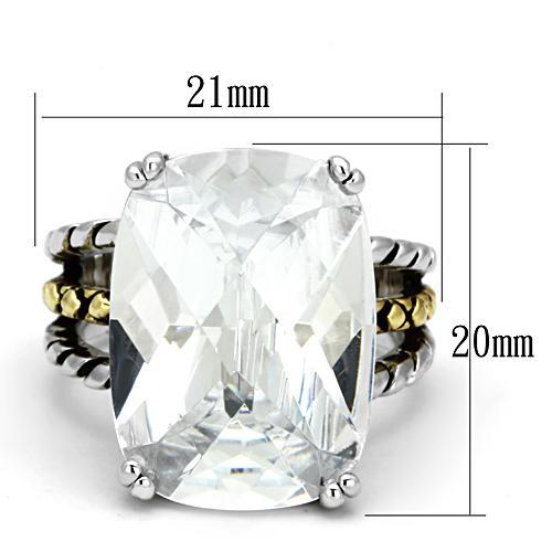 3w316 - Reverse Two-Tone Brass Ring with AAA Grade CZ  in Clear-1