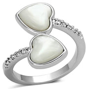 3w317 - Rhodium Brass Ring with Precious Stone Conch in White-0