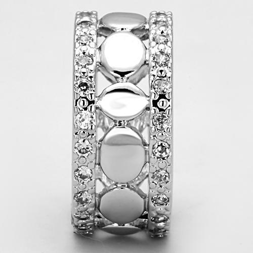 3w319 - Rhodium Brass Ring with AAA Grade CZ  in Clear-3