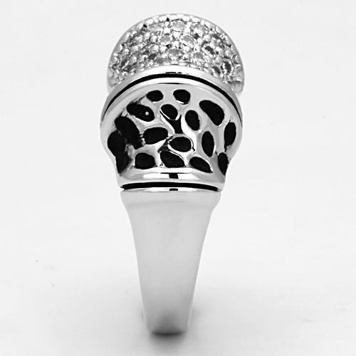 3W324 - Rhodium Brass Ring with AAA Grade CZ  in Clear-3