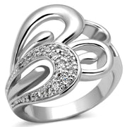 3W325 - Rhodium Brass Ring with AAA Grade CZ  in Clear-0
