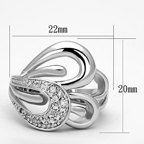 3W325 - Rhodium Brass Ring with AAA Grade CZ  in Clear-1